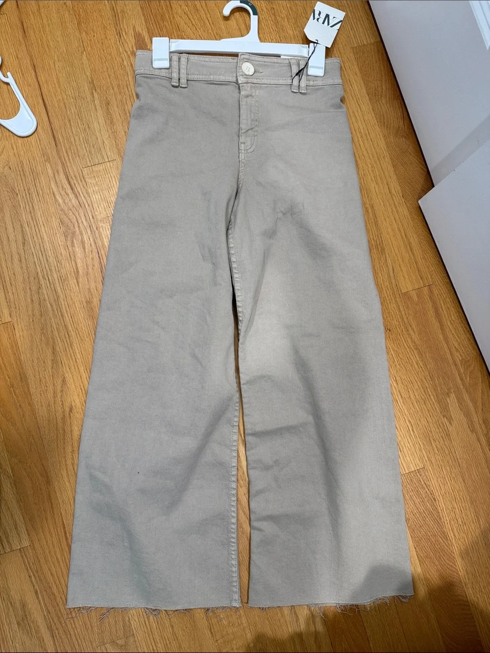Zara Kids Wide-Leg Chinos in Light Taupe
